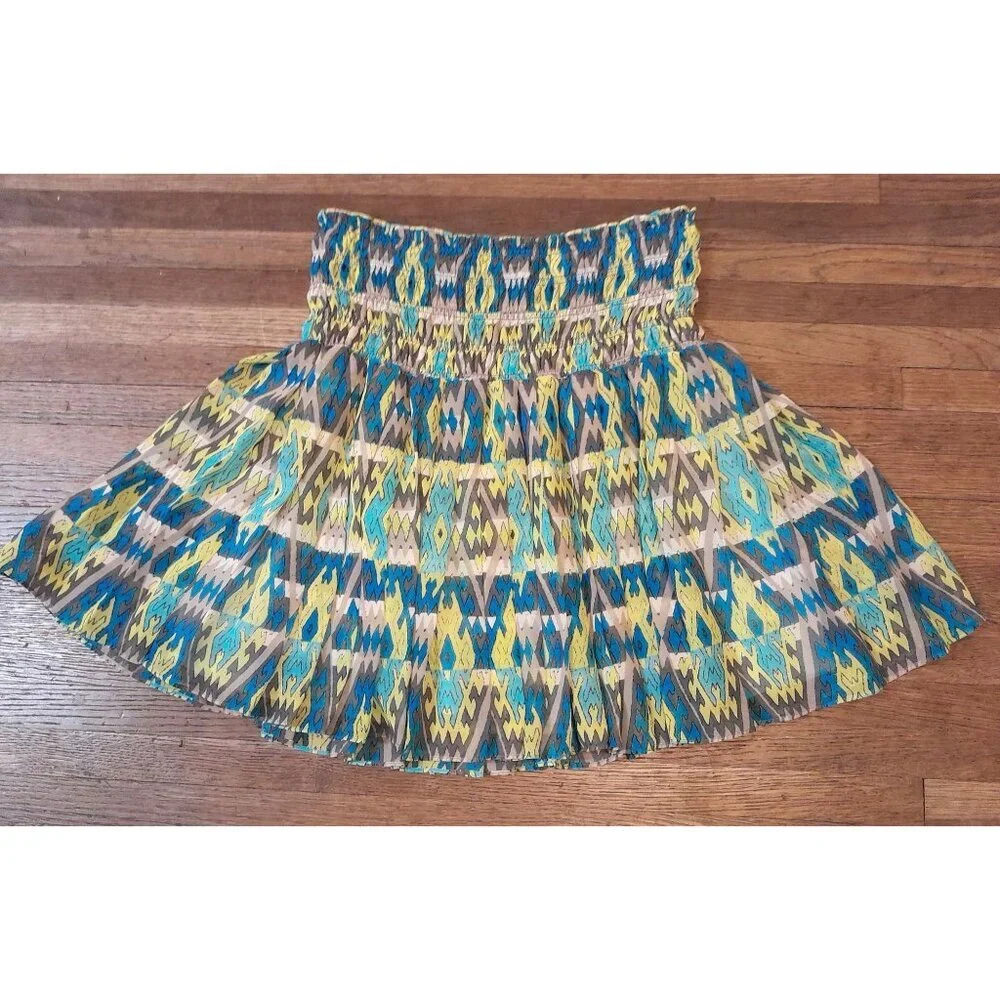 Womens Size Medium Boho Hippie Casual Festival Pleated Mini Skirt
